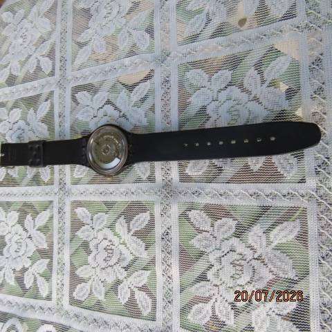 Swatch Vintage 1991 Black Motion Automatic Watch 23 Jewels Self-Winding