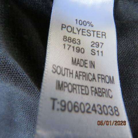 TRUWORTHS Glamour black stretch polyester vertically gathered dress with silver. Size 35