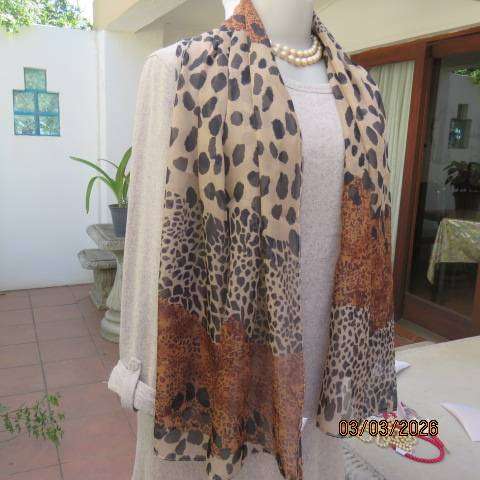 Animal print long sheer polyester scarf 150cm x 47cm - new