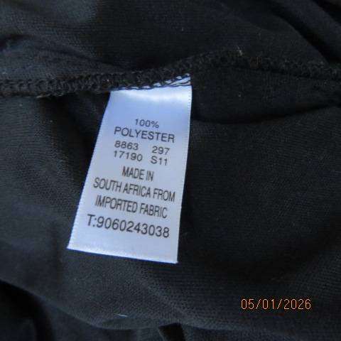 TRUWORTHS Glamour black stretch polyester vertically gathered dress with silver. Size 35