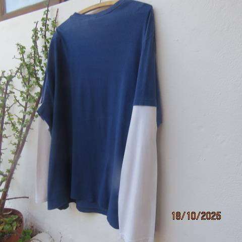 SUPERMAN denim blue T Shirt with white sleeve extensions size 3XL.