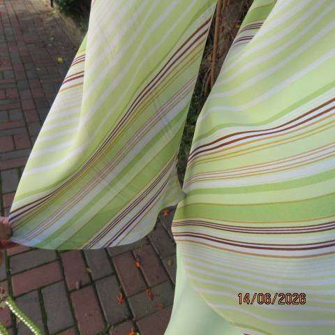 Dianello mint green, white & brown diagonal striped polyester slip-over long sleeve top size 40