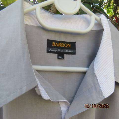 BARRON trout grey short sleeve polycotton shirt size 3XL.