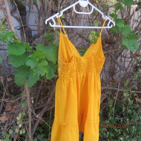 IH amber yellow strappy short dress with sequined top size 26.