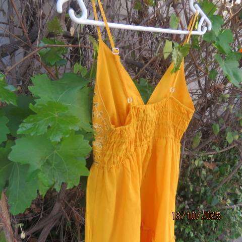 IH amber yellow strappy short dress with sequined top size 26.