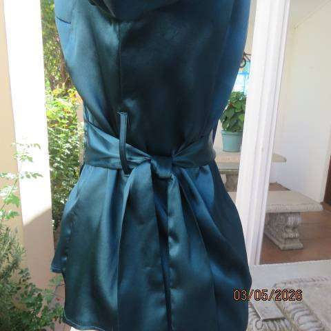 CHARTER CLUB shiny dark jade long sleeve top with crossover front, size 34