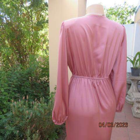 SHEIN strawberry pink long sleeve silky polyester evening dress size 40