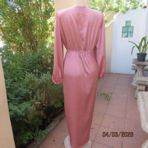 SHEIN strawberry pink long sleeve silky polyester evening dress size 40