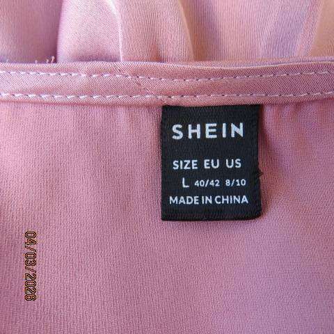 SHEIN strawberry pink long sleeve silky polyester evening dress size 40