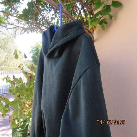 Dark Green Brushed Polyester Hooded Long Sleeve Top - Size 32