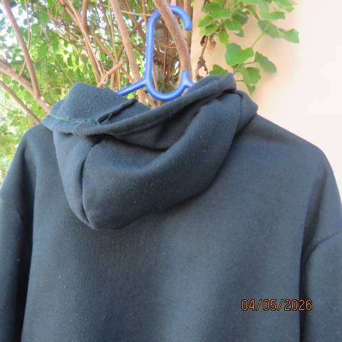 Dark Green Brushed Polyester Hooded Long Sleeve Top - Size 32