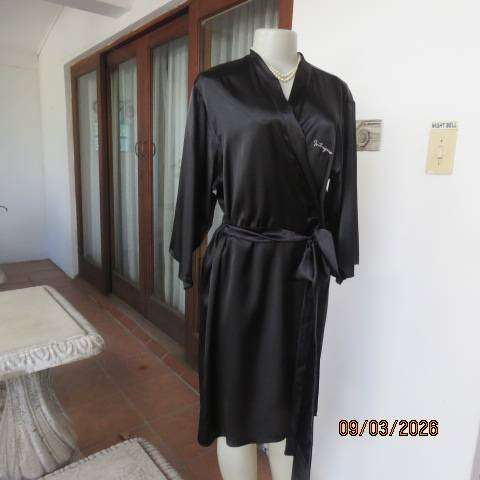IINTRIGUE black polyester fold-over night gown with silver floral logo, size 38