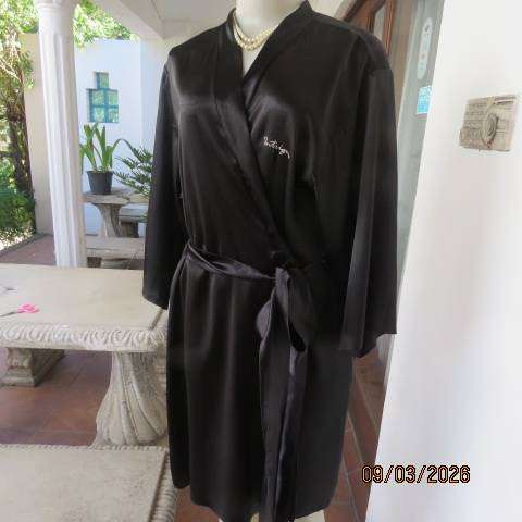 IINTRIGUE black polyester fold-over night gown with silver floral logo, size 38