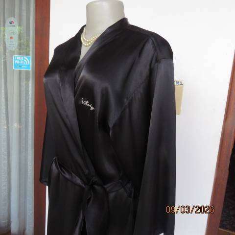 IINTRIGUE black polyester fold-over night gown with silver floral logo, size 38