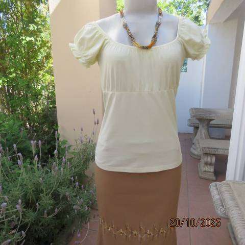 NEWS butter yellow stretch cotton off the shoulder top size 36
