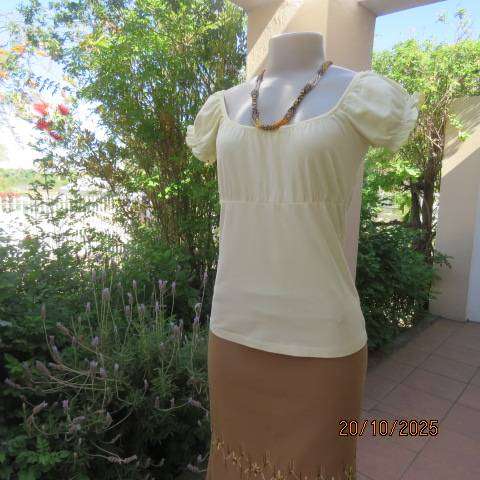 NEWS butter yellow stretch cotton off the shoulder top size 36