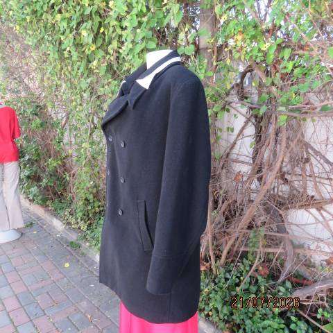 Copperstone ladies black formal double-breast long lined open collar jacket size 40