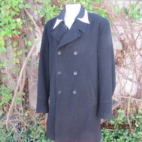 Copperstone ladies black formal double-breast long lined open collar jacket size 40