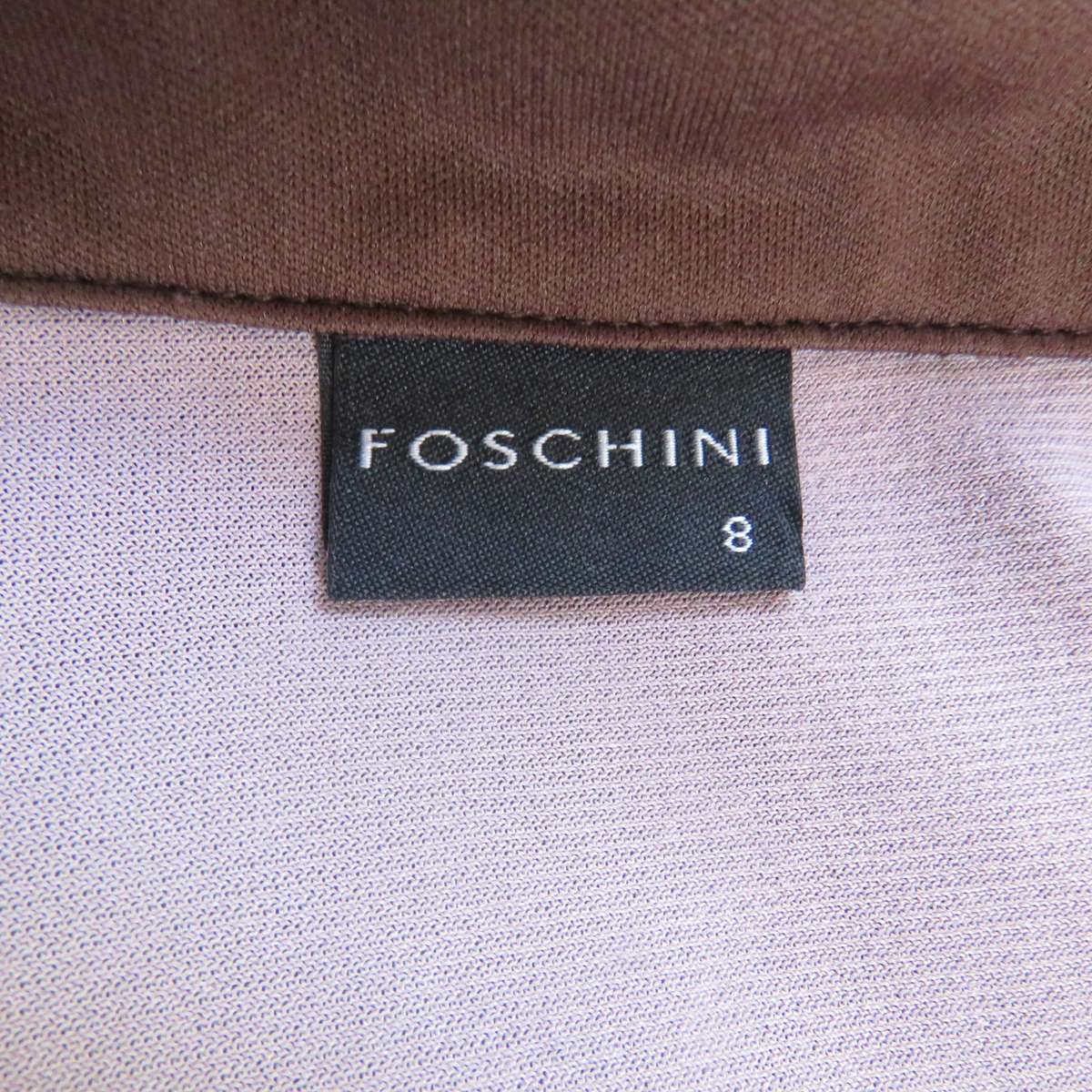 FOSHINI smart choc brown long sleeves sheer stretch polyester-underlayer in pink.Size 32. V neck.