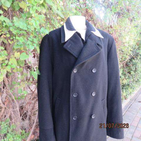 Copperstone ladies black formal double-breast long lined open collar jacket size 40