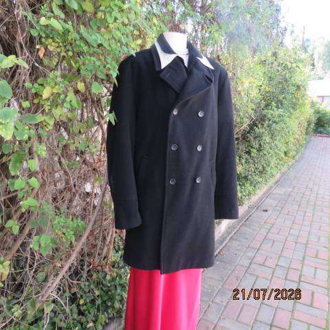 Copperstone ladies black formal double-breast long lined open collar jacket size 40