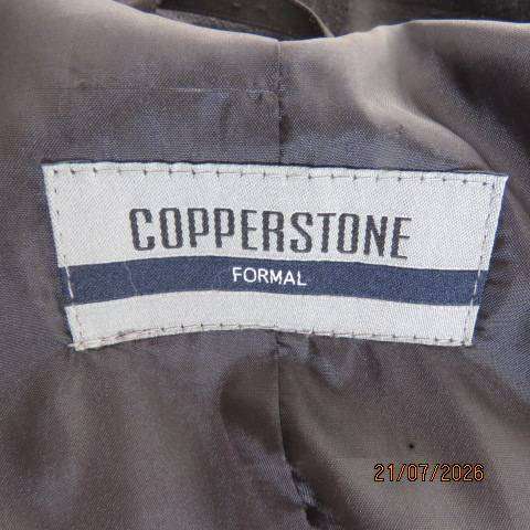 Copperstone ladies black formal double-breast long lined open collar jacket size 40