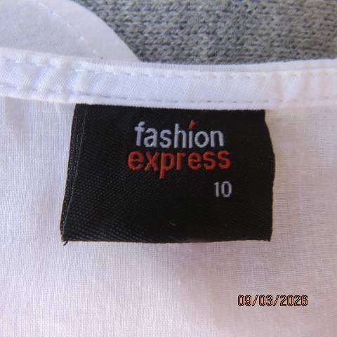white 100% cotton slip-over top with V banded neckline, size 34