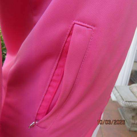 ADIDAS honeysuckle pink zip-up tracksuit top with white stripes, size 34