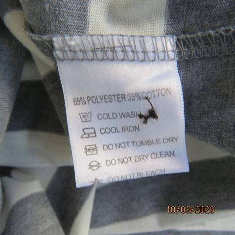 CHEROKEE long sleeve Henley tee in white and grey stripes, size 3XL