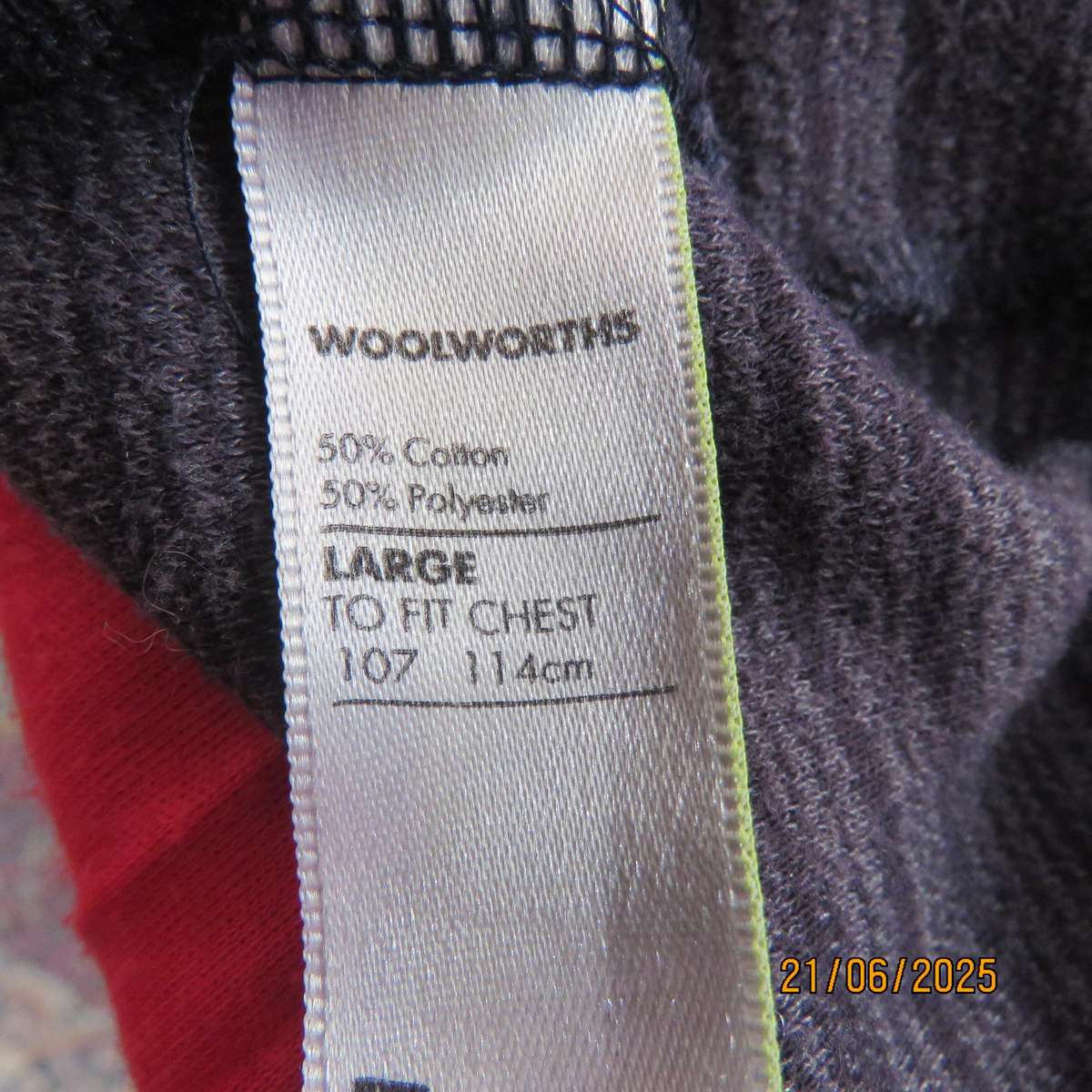 WOOLWORTHS warm long sleeve stretch polycotton pajama top. Size Large