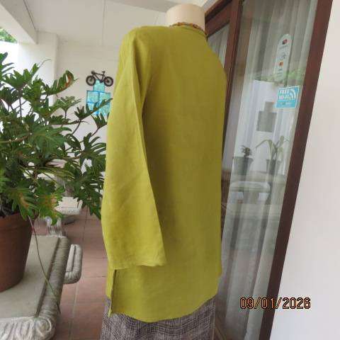 JUDY'S PRIDE yellowgreen linen-cotton blend foldover bust top in size 36