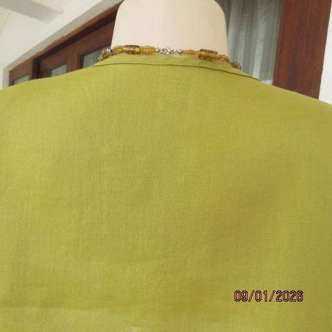 JUDY'S PRIDE yellowgreen linen-cotton blend foldover bust top in size 36
