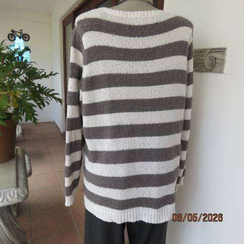 Donna long warm horizontal striped polyester-acrylic knitted jumper with silver thread, size 44