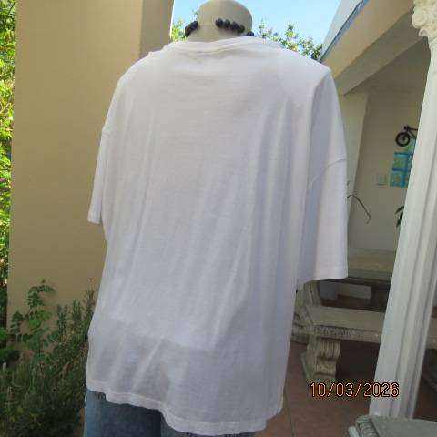 STUDIO-W white short sleeve cotton slip over top with cord decoration, size 48