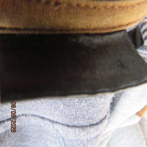 New Wave slip-over warm long sleeve grey-white top with brown suede shoulder patches, size 34