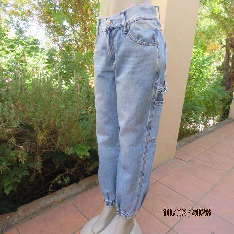 GLORIA blue denim jeans women size 36 with elastic leg cuffs and multiple pockets