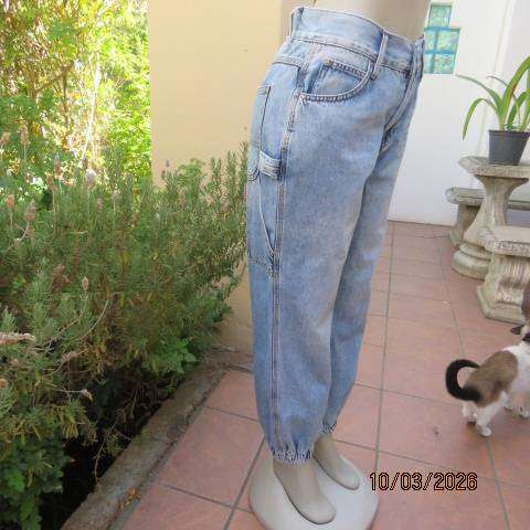 GLORIA blue denim jeans women size 36 with elastic leg cuffs and multiple pockets