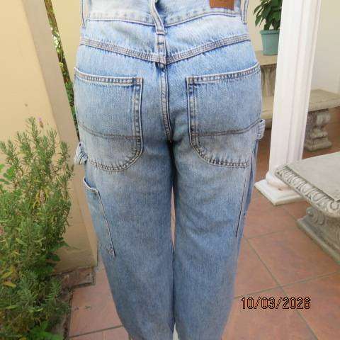 GLORIA blue denim jeans women size 36 with elastic leg cuffs and multiple pockets