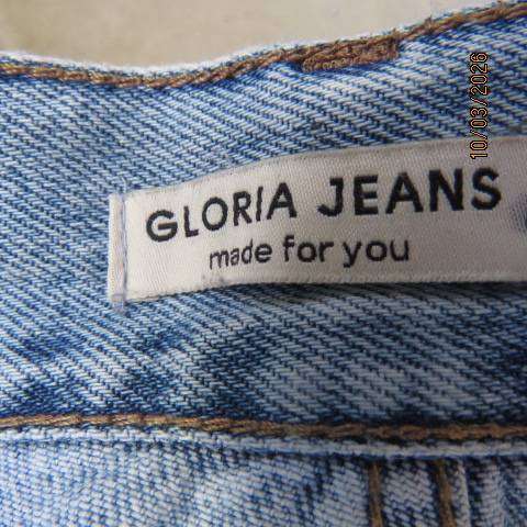 GLORIA blue denim jeans women size 36 with elastic leg cuffs and multiple pockets
