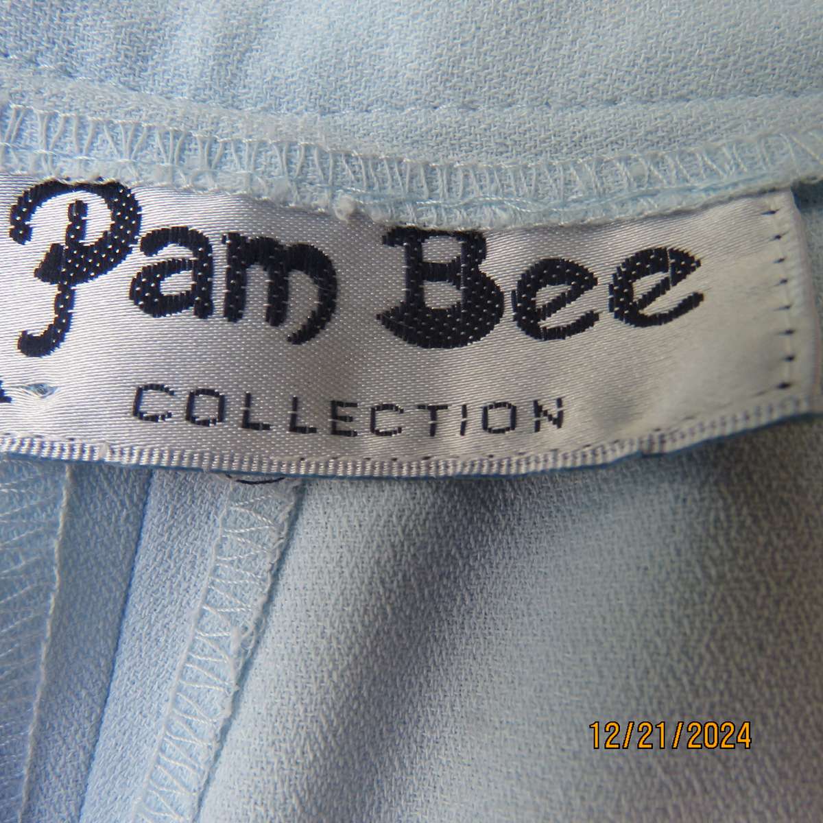 PAM BEE best quality sky blue straight leg-some tapering pants.Size 40.Flat front.Elastic sides.