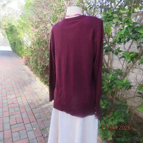 MILADYS maroon long sleeve viscose stretch button-down cardigan size 40