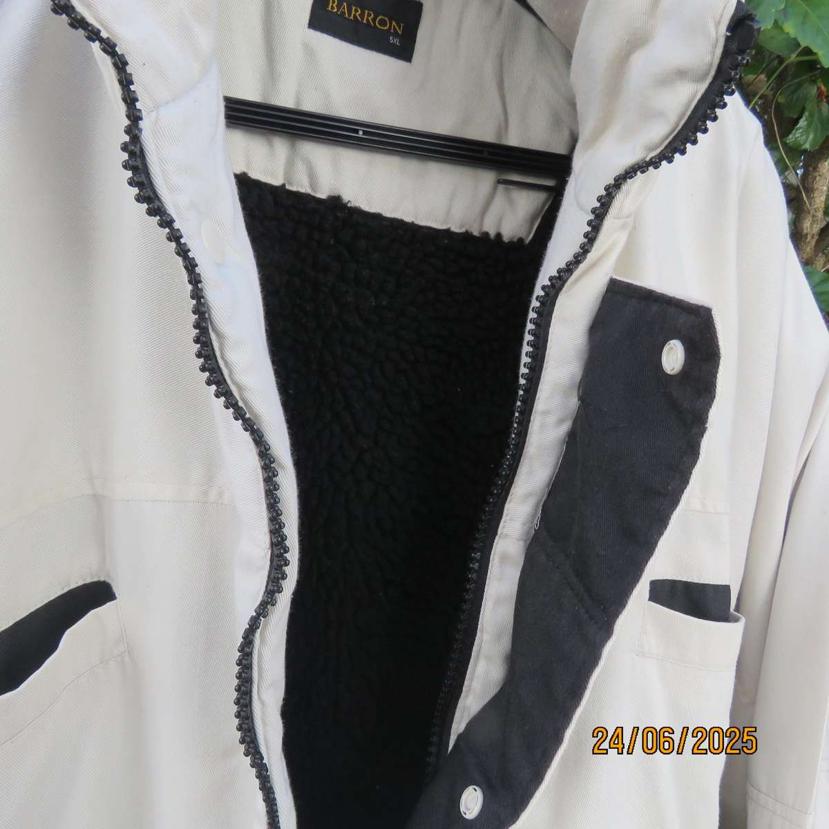BARRON cream cotton extra warm jacket with black fleeze inner 5XL