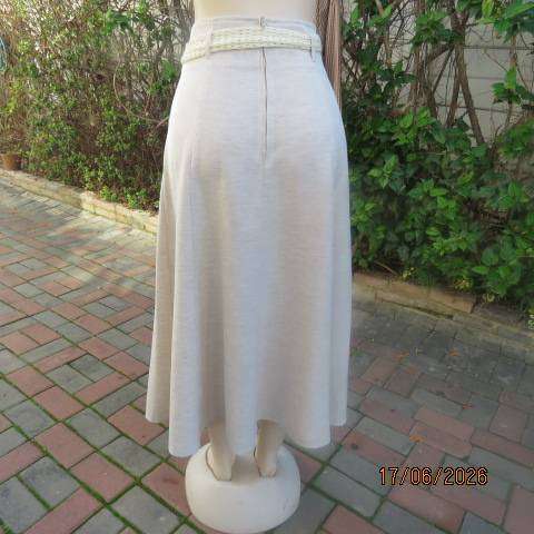 Woolworths beige linen-polyester viscose ankle-length skirt with back zip, size 34