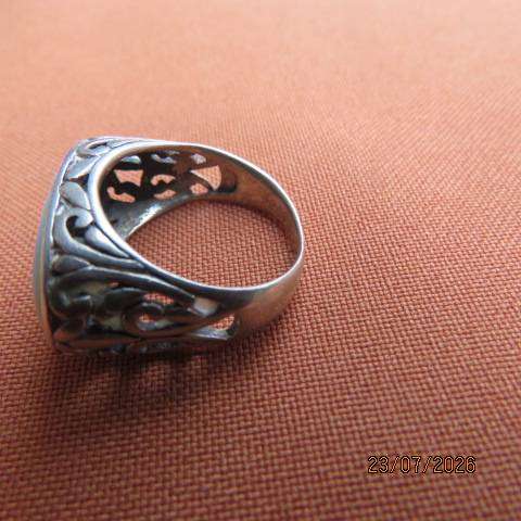 Sterling Silver 925 Ring with Turquoise Oval Flatset Cabochon - Size 7