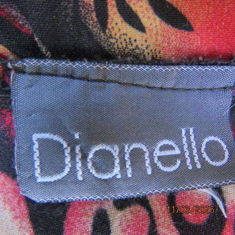 Dianello ankle length A-line polyester skirt in crimson-black-cream print, size 46