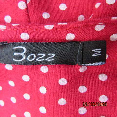 BOZZ red with white polkadots wide cut bell sleeve stretch top size 38