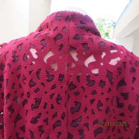 JUDY'S Pride dark red bolero style opaque stretch polyester long sleeve jacket. Size 40