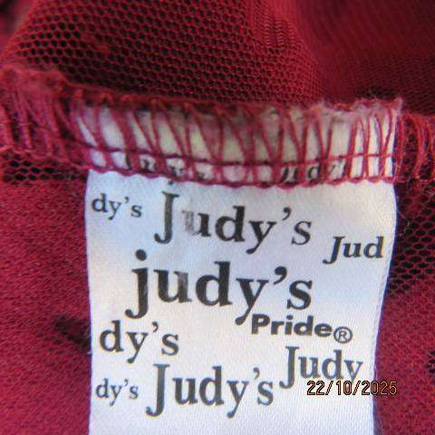 JUDY'S Pride dark red bolero style opaque stretch polyester long sleeve jacket. Size 40