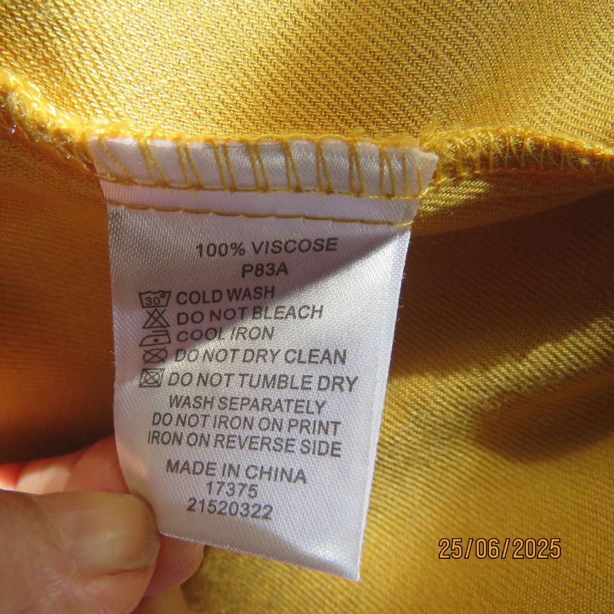 Mustard colour long sleeve soft viscose shirt. Yoked back with pleat. 2 front pockets. Size 46