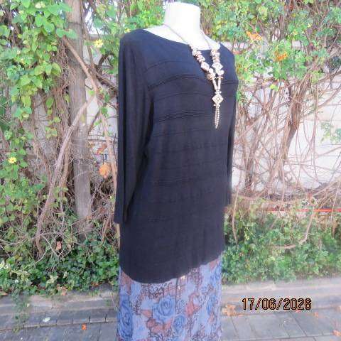 DAVID JONES black viscose-nylon knitted stretch slip-over long sleeve jumper, size 40